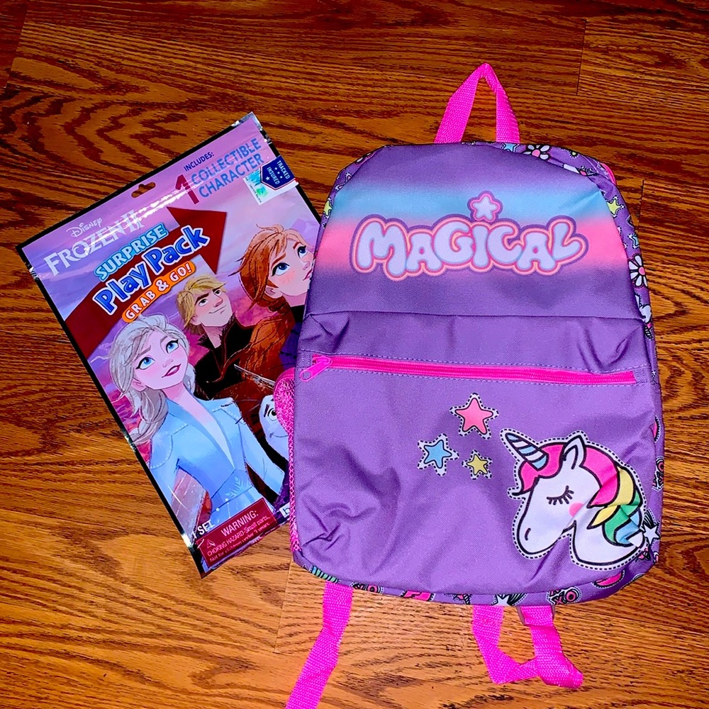 🤩 Magical Unicorn Kids Backpack - Purple and Pink NWT PLUS FREE FROZEN GIFT 💝